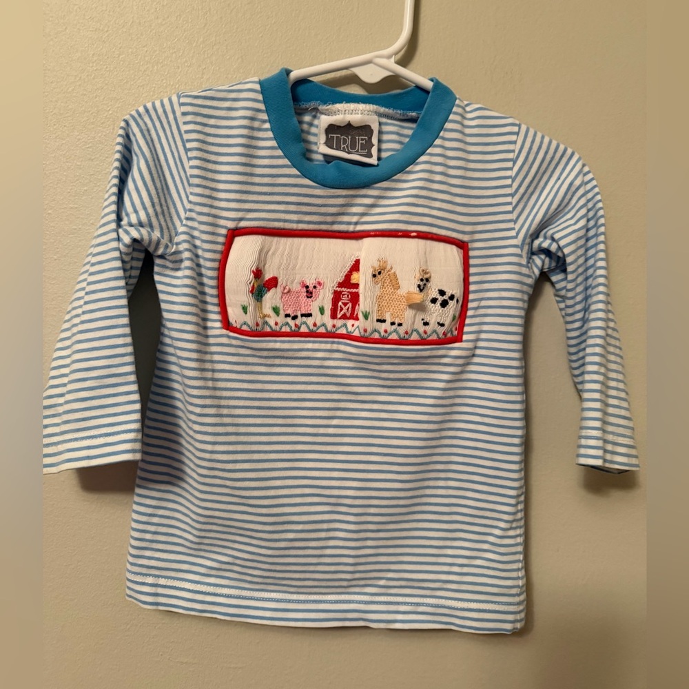 True Blue Striped Smocked Farm Shirt